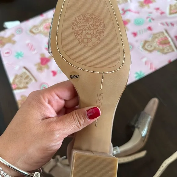 Vince Camuto Beige and Snakeskin Heels - Picture 3 of 5